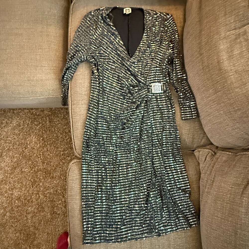 Anne Klein - Disco Sparkle Long Sleeve Dress - 8
